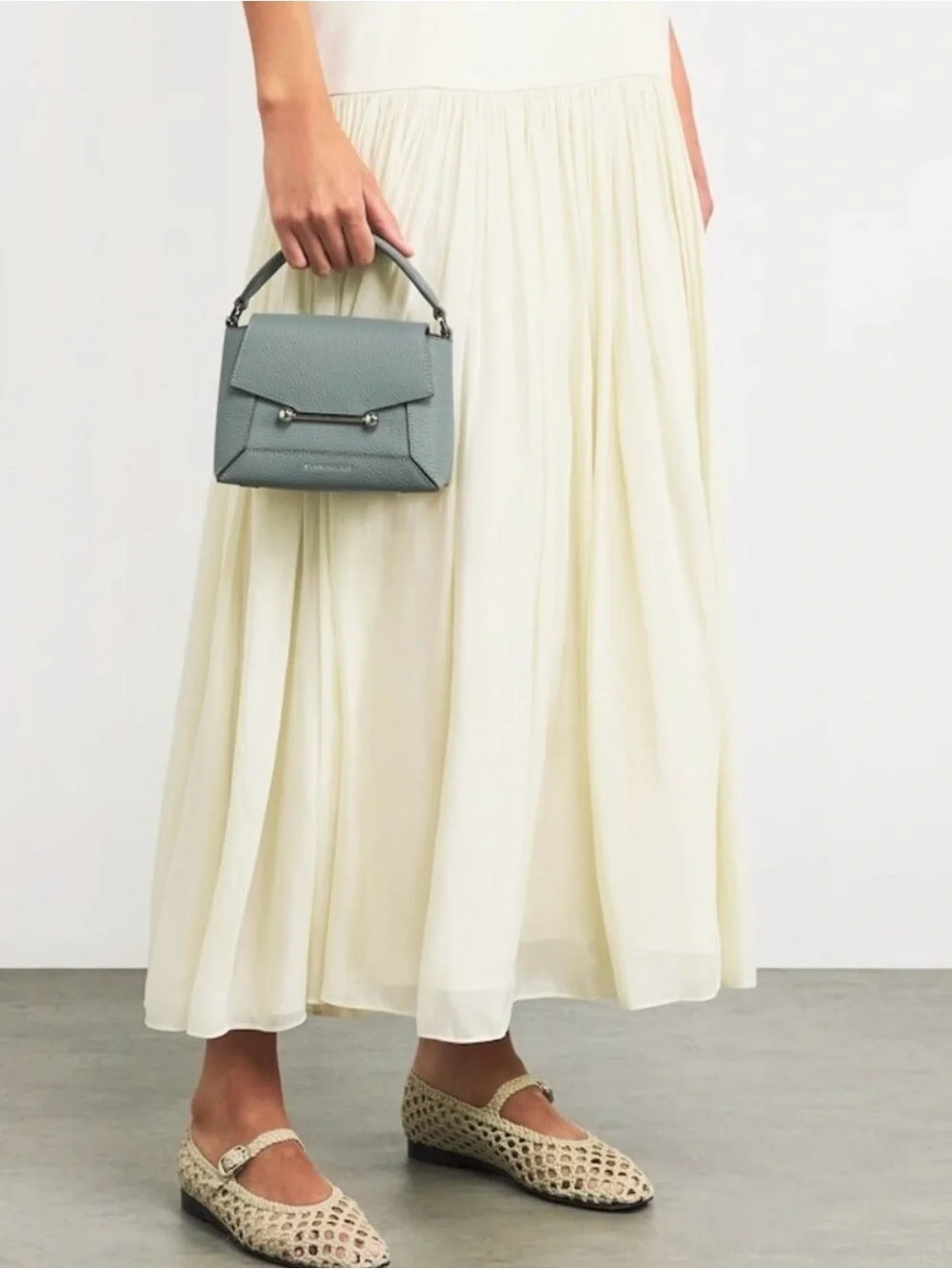 STRATHBERRY Mosaic Nano Leather Crossbody In Stone Blue